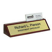 Executive Line Solid Maple Engraved Name Bar with Business Card Holder