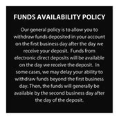 Funds Availabilty Heavy-Duty Decal - 4w x 4h